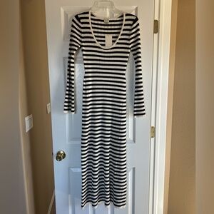 a new day Black & White Striped Long Sleeve Maxi Dress